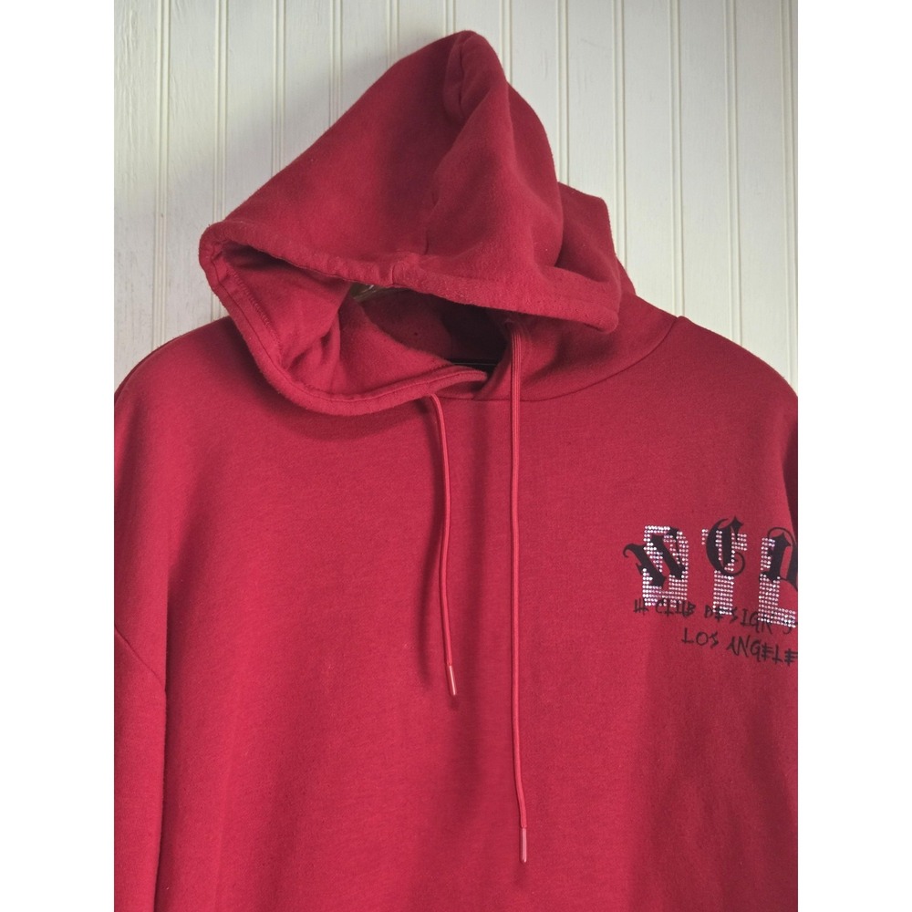 Forever 21 Hoodie Mens Extra Large Red‎ Graphic Rhinestone Pullover Los Angeles